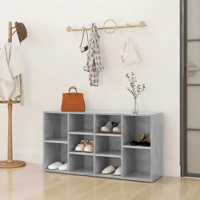 vidaXL Banchetă pantofar, gri beton, 103x30x55 cm, lemn prelucrat