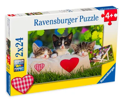 Puzzle Ravensburger din 2 x 24 de piese - Pisoi adormiti