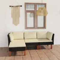 Gossi set mobilier de gradina cu perne, 4 piese, negru, poliratan