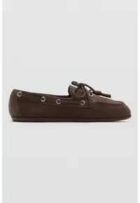 Pantofi ajustabili din piele intoarsa - Maro inchis