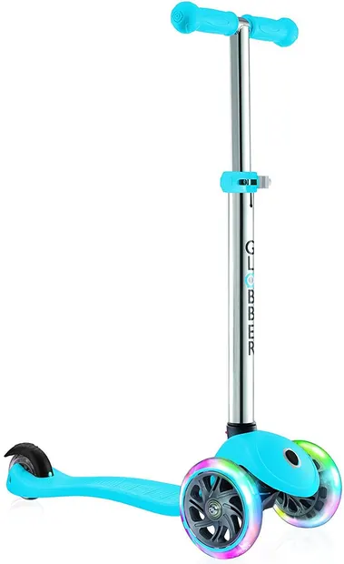 Trotinetă-tricicletă Globber Primo Lights cu roti luminoase - Albastru deschis
