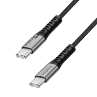 Cablu de date si alimentare LogiLink CU0441, USB 3.2, USB Gen Type-C (T) la USB Type-C (T), 0.5m, PD 240W, 3 x ecranat, 4K/60Hz, 20Gbps, LED, metal (Negru)