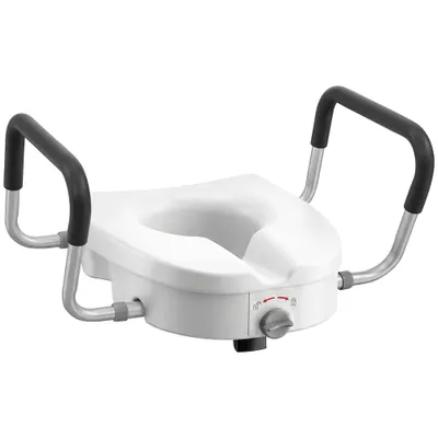 HOMCOM Înălțător WC pentru Vârstnici din HDPE cu Mânere Antialunecare, Lățime Reglabilă, Capacitate 136 kg, Alb | Aosom Romania