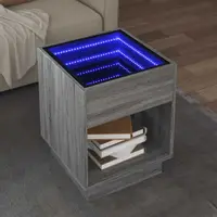 vidaXL Măsuță de cafea cu LED infinity, gri sonoma, 40x40x50 cm