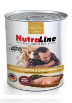 Nutraline Dog Conserva Adult Monoprotein Pui Ulei de Floarea-Soarelui 800 g