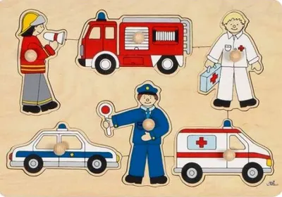 Puzzle din lemn cu mânere Goki - Profesii