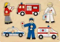 Puzzle din lemn cu mânere Goki - Profesii