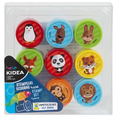 Stampile Kidea - animale (Caine, delfin, panda, lama, zebra, tigru), 9 buc.