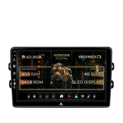Navigatie Dacia Renault, Android, A-octacore 4GB RAM + 64GB ROM, 9 Inch AD-BGA9004+AD-BGRKIT383