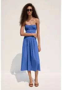 Rochie midi fara bretele - Albastru electric