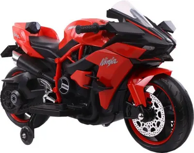 Motocicleta electrica pentru copii Novokids Ninja Premium Motocross Rosu, viteza din maner, maxim 30 kg, melodii si lumini Led, bluetooth, roti ajutatoare