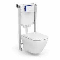 Set vas WC suspendat rimless Cersanit Larga cu rezervor incastrat Ideal Standard ProSys, clapeta Oleas M1 alb lucios
