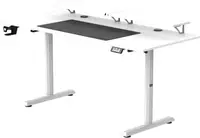 Birou de gaming Ultradesk - Highlander XXL, 72-117 cm, alb