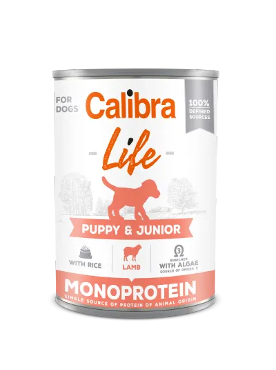 Hrana umeda caini, Calibra Dog Life Puppy & Junior, Lamb & Rice, 400 g
