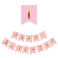 Ghirlandă hârtie cu litere pentru petrecere cu mesaj Happy Birthday - roz - Default Title