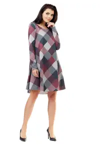 Infinite You Rochie mini dama Lisarad M158 burgundy-gri - Visiniu