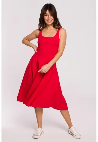 Rochie stretch cu decolteu subtire - - Rosu
