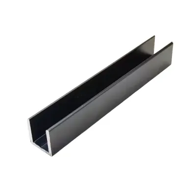 Profil rama aluminiu tip U pentru sticla - Black 6000*21*13*1.5