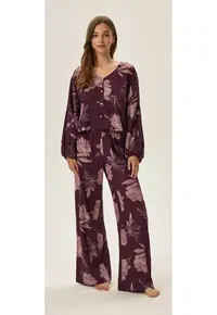 Pijama dama floral - viscoza - maneca lunga - violet - Floral