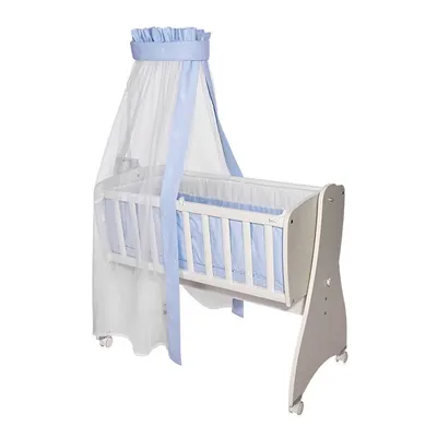 Set lenjerie cu 7 piese din bumbac ranforce pentru pat balansoar First Dreams Bear Blue