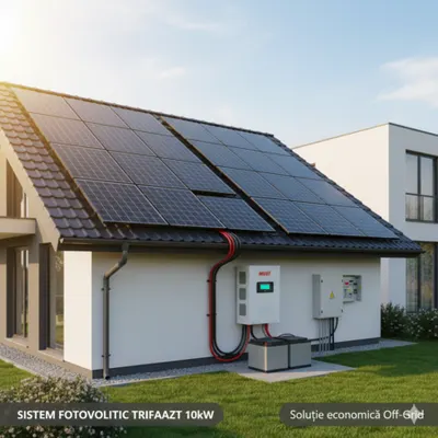 Sistem fotovoltaic trifazat 10kW Off-Grid cu Invertor MUST PH3000, 20 Panouri 495W si 4 Acumulatori Gel 102Ah