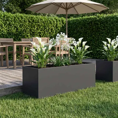vidaXL Vază pentru Grădină Negru 60 x 20 x 20 cm Oțel laminat la rece