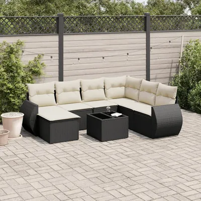 Gossi set mobilier de gradina cu perne, 8 piese, negru, poliratan
