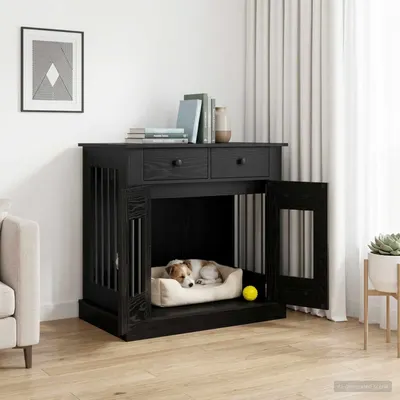 vidaXL Mobilă pentru cușcă de câine Stejar Negru 80 x 47,5 x 80 cm