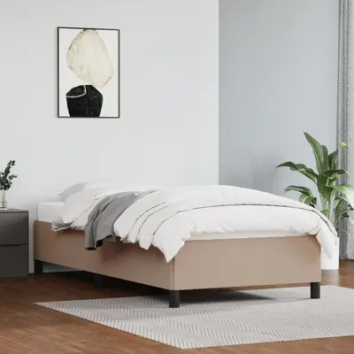 vidaXL Cadru de pat fără saltea, cappuccino, 100x200 cm, piele ecologică