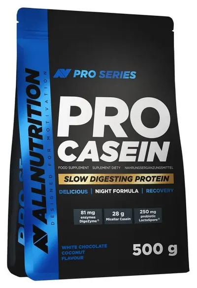 Pro Casein, ciocolată albă cu cocos, 500 g, AllNutrition