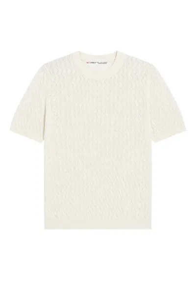 Bluza dama - regular fit - maneca scurta - natural - tricot texturat