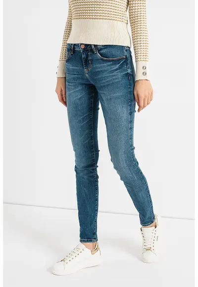 Blugi skinny cu talie medie Annette - Albastru