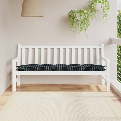 vidaXL Pernă bancă de grădină negru carouri, 180x50x7cm, textil oxford