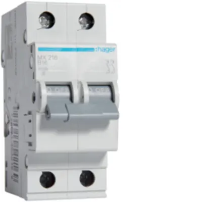 Disjunctor 2P, 16A, 4,5kA, B, 2M