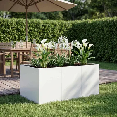 vidaXL Vază pentru Grădină Alb 120 x 80 x 60 cm Oțel laminat la rece
