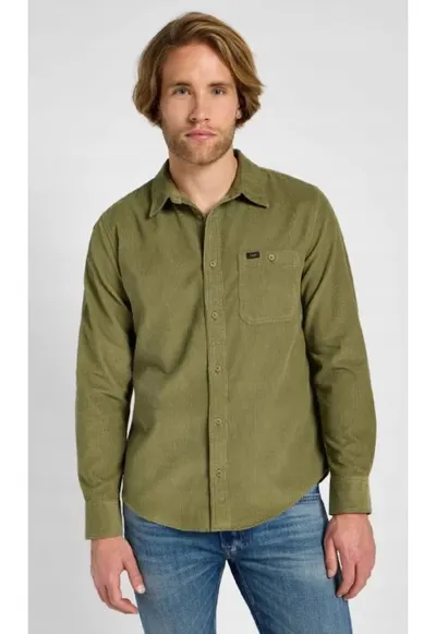 Camasa barbati - model LEESURE SHIRT - verde - bumbac - maneca scurta - croiala regular fit