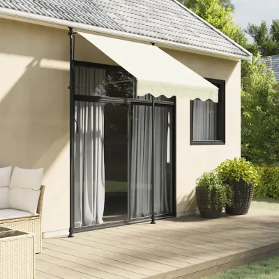 vidaXL Copertină retractabilă, crem, 200x115 cm, țesătură și oțel