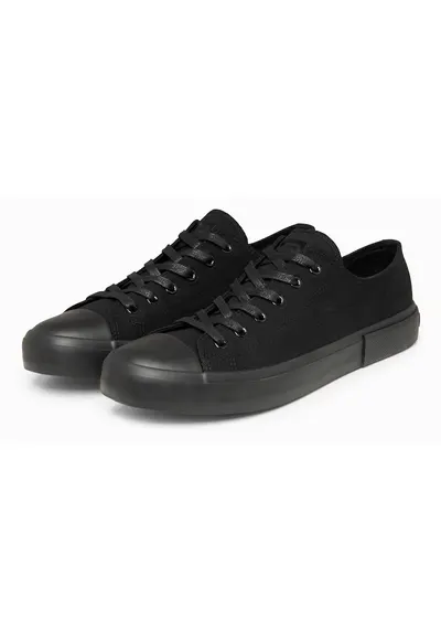 Tenisi barbati din bumbac cu sireturi design modern OM-FOTL-0189 - Negru