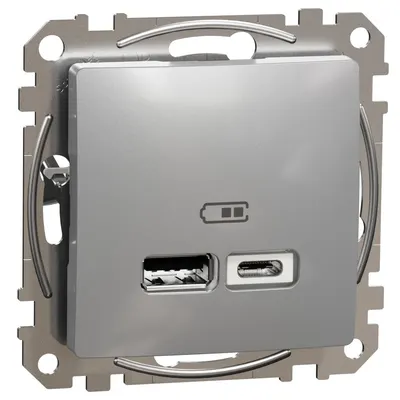 Priza incarcare USB A+C, 2.4A Schneider Sedna Design SDD113402, aluminiu