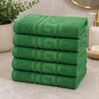 Set 5 prosoape mari, Greek Border, 50x90cm, din 100% bumbac pakistanez, 500g, Verde