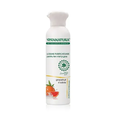 Lotiune purificatoare pentru ten mixt si gras cu grapefruit si salvie, 150 ml, Leonard Radutz Formula, VivaNatura