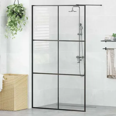 vidaXL Paravan de duș walk-in negru 115x195 cm sticlă ESG transparentă