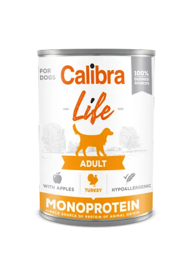 Hrana umeda caini, Calibra Dog Life Turkey with Apples, 400 g