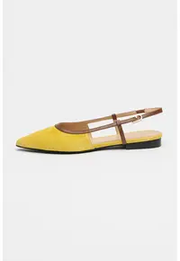 Pantofi slingback din piele cu varf ascutit Punta - Maro/Galben