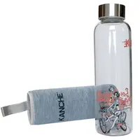 Sticla de apa Kanche - Lily si bicicleta, din sticla, 500 ml