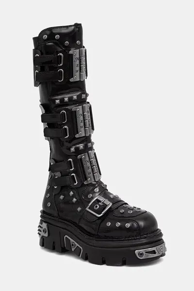 New Rock cizme pentru femei din piele NEGRO CHAROL NEGRO REACTOR E14
