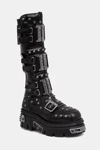New Rock cizme pentru femei din piele NEGRO CHAROL NEGRO REACTOR E14