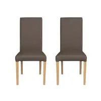 Set 2 scaune living TEO, picioare lemn natur, piele ecologica gri elefant, 46x60x98 cm