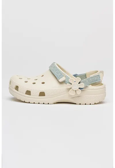 Saboti slingback cu floare Classic - Bej deschis