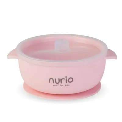 Bol din silicon cu capac Nurio, Roz
